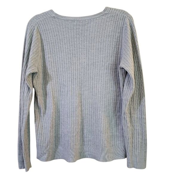 Luxe 360 Womens V-Neck Cable Knit Sweater Size XL Gray Long Sleeve Lightweight - Picture 2 of 8